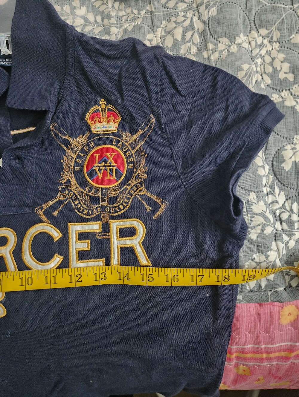 Ralph Lauren Navy Polo with Gold Mercer Club Crest.  Unisex. - Picture 7 of 9